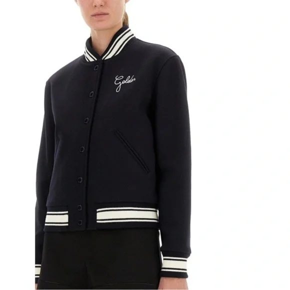 Golden Goose Dirce Navy Cropped Bomber Jacket Size 40 IT New - Picture 4 of 16